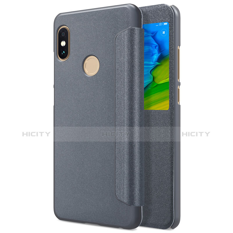 Schutzhülle Stand Tasche Leder L01 für Xiaomi Redmi Note 5 Grau