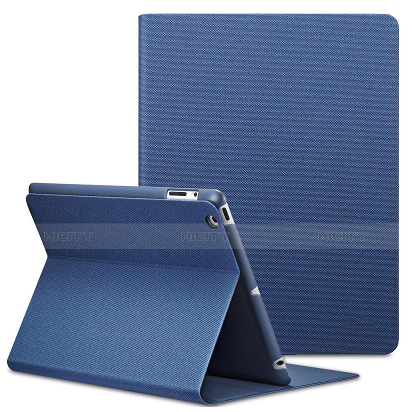 Schutzhülle Stand Tasche Leder L02 für Apple iPad 4 Blau Plus