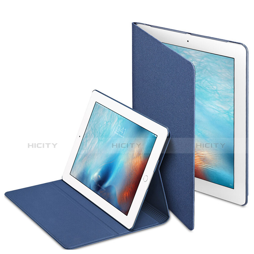 Schutzhülle Stand Tasche Leder L02 für Apple iPad 4 Blau groß