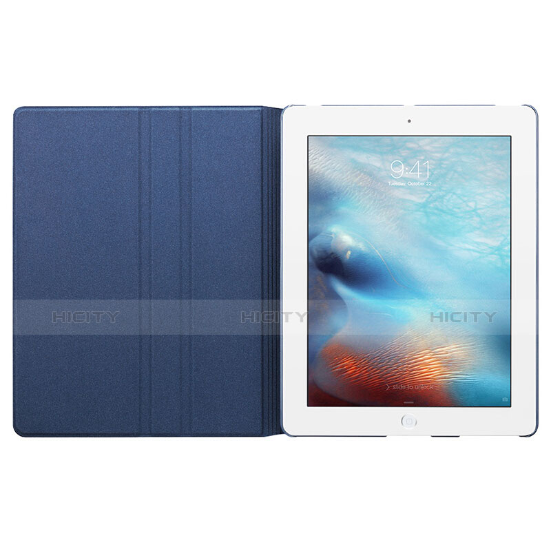 Schutzhülle Stand Tasche Leder L02 für Apple iPad 4 Blau groß