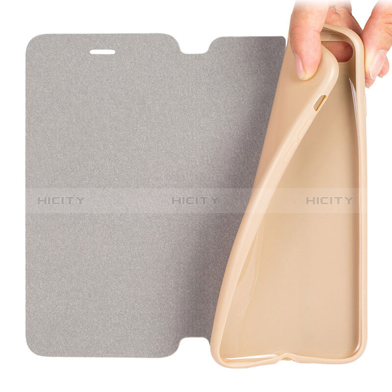 Schutzhülle Stand Tasche Leder L02 für Apple iPhone 8 Plus Gold groß