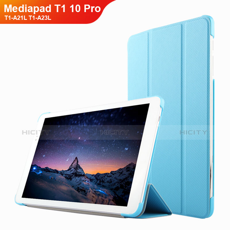 Schutzhülle Stand Tasche Leder L02 für Huawei Mediapad T1 10 Pro T1-A21L T1-A23L Hellblau