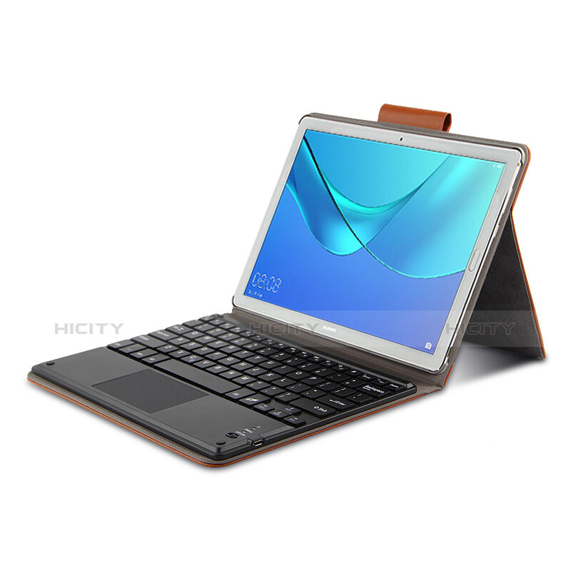 Schutzhülle Stand Tasche Leder mit Tastatur für Huawei MediaPad M5 10.8 Braun groß