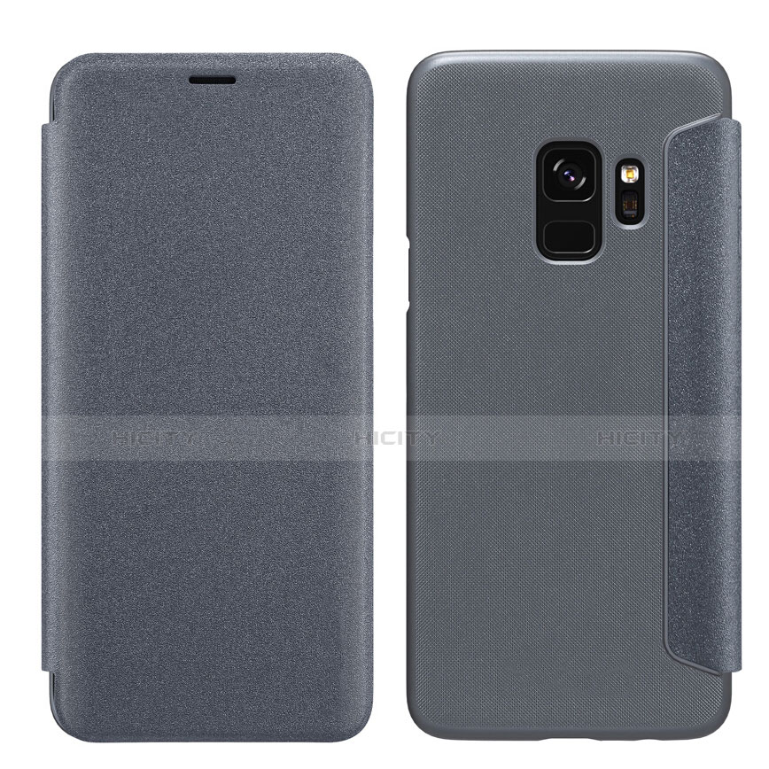 Schutzhülle Stand Tasche Leder S01 für Samsung Galaxy S9 Schwarz