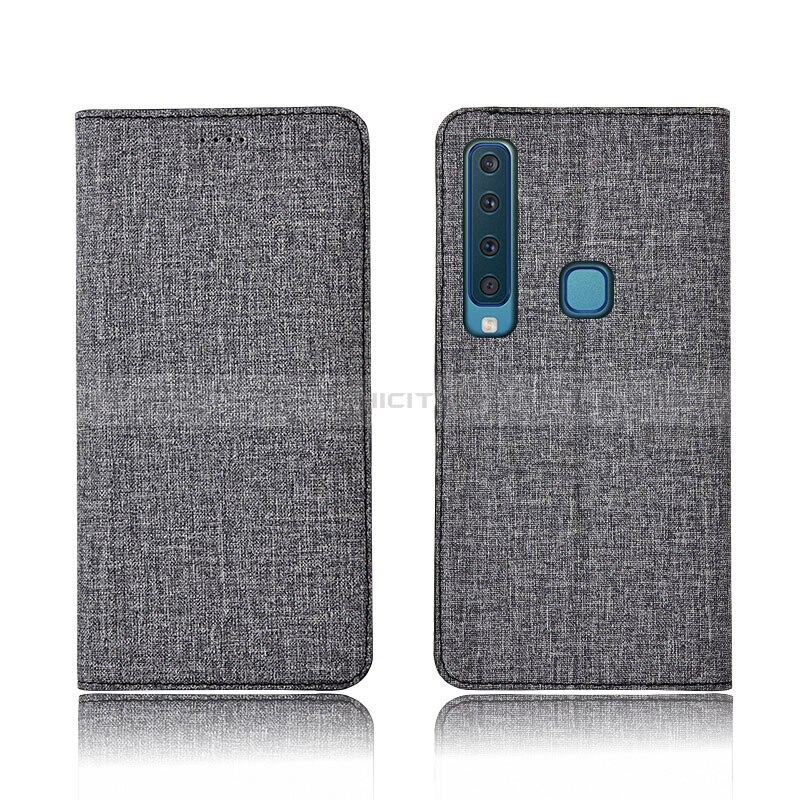 Schutzhülle Stand Tasche Stoff für Samsung Galaxy A9 (2018) A920 Grau Plus