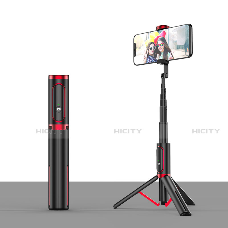 Selfie Stick Stange Stativ Bluetooth Teleskop Universal T26 Rot und Schwarz