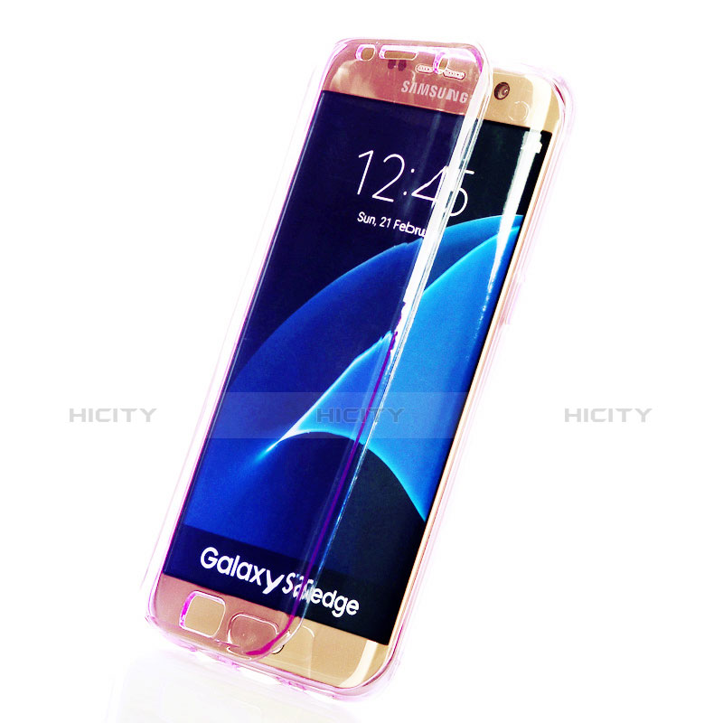 Silikon Hülle Flip Schutzhülle Durchsichtig Transparent Tasche für Samsung Galaxy S7 Edge G935F