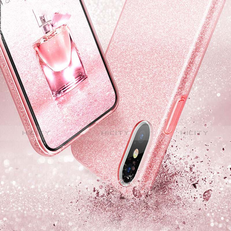 Silikon Hülle Gummi Schutzhülle Bling Bling für Apple iPhone X Rosa groß