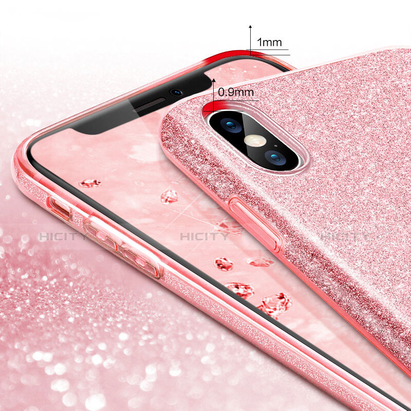 Silikon Hülle Gummi Schutzhülle Bling Bling für Apple iPhone X Rosa groß