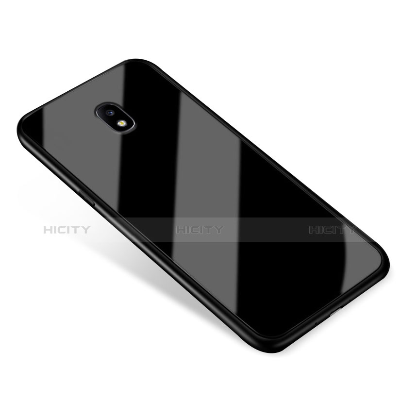 Silikon Hülle Gummi Schutzhülle Spiegel für Samsung Galaxy J5 (2017) SM-J750F Schwarz