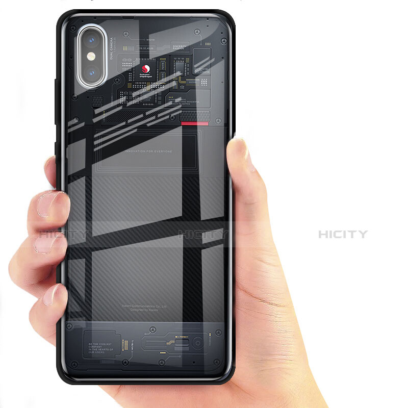 Silikon Hülle Gummi Schutzhülle Spiegel für Xiaomi Mi 8 Screen Fingerprint Edition Schwarz