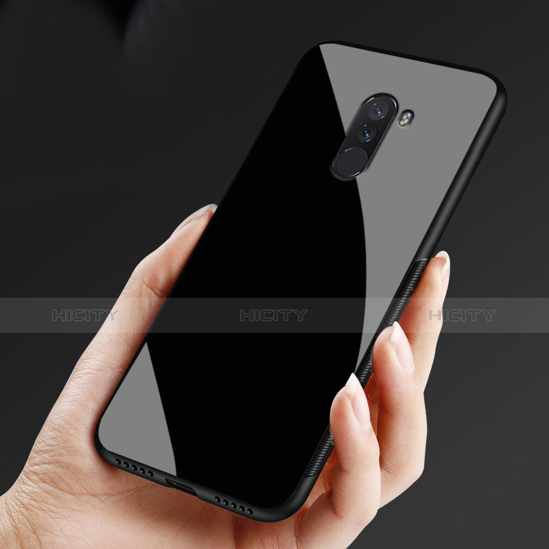 Silikon Hülle Gummi Schutzhülle Spiegel für Xiaomi Pocophone F1 Schwarz