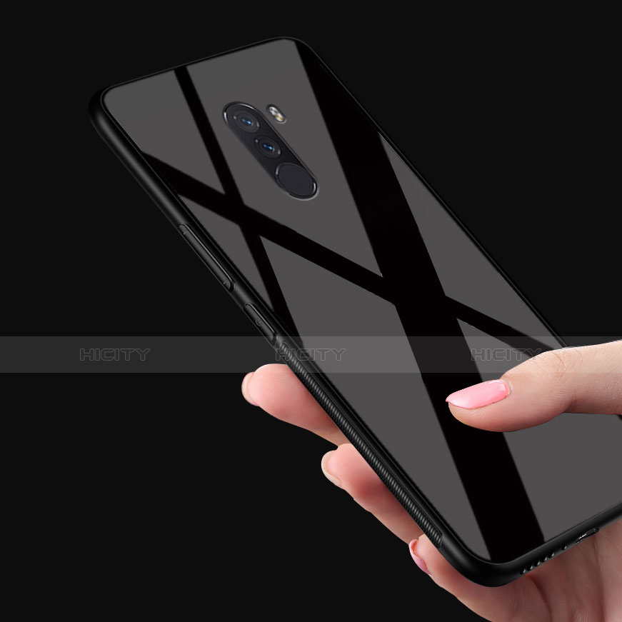 Silikon Hülle Gummi Schutzhülle Spiegel für Xiaomi Pocophone F1 Schwarz