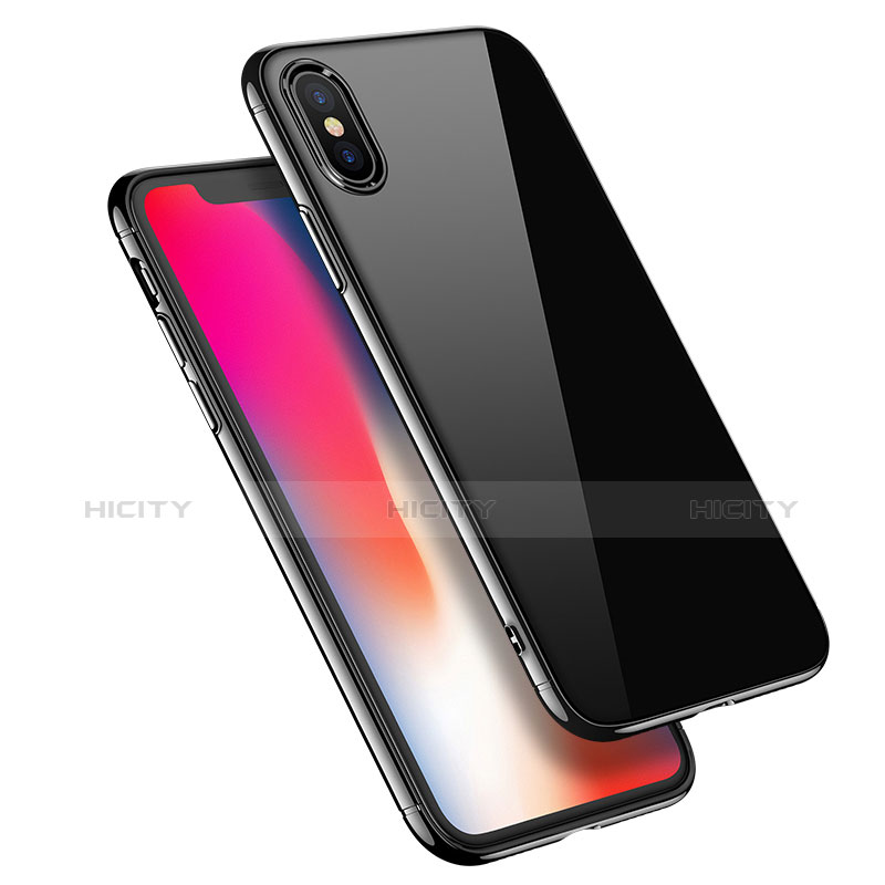 Silikon Hülle Gummi Schutzhülle Spiegel J01 für Apple iPhone X Schwarz Plus