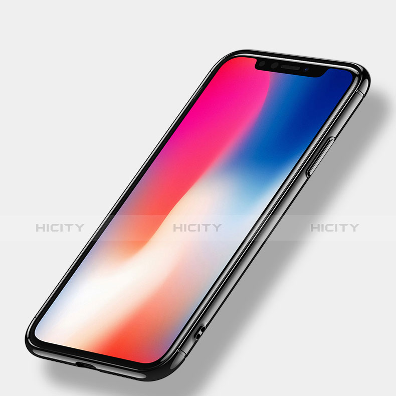 Silikon Hülle Gummi Schutzhülle Spiegel J01 für Apple iPhone X Schwarz groß