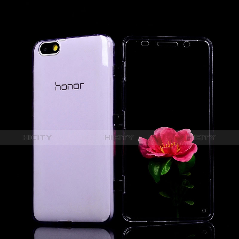 Silikon Hülle Handyhülle Flip Schutzhülle Durchsichtig Transparent für Huawei Honor 4X Violett