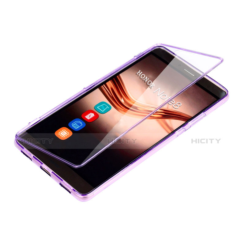 Silikon Hülle Handyhülle Flip Schutzhülle Durchsichtig Transparent für Huawei Honor Note 8 Violett groß