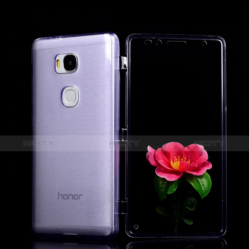 Silikon Hülle Handyhülle Flip Schutzhülle Durchsichtig Transparent für Huawei Honor Play 5X Violett