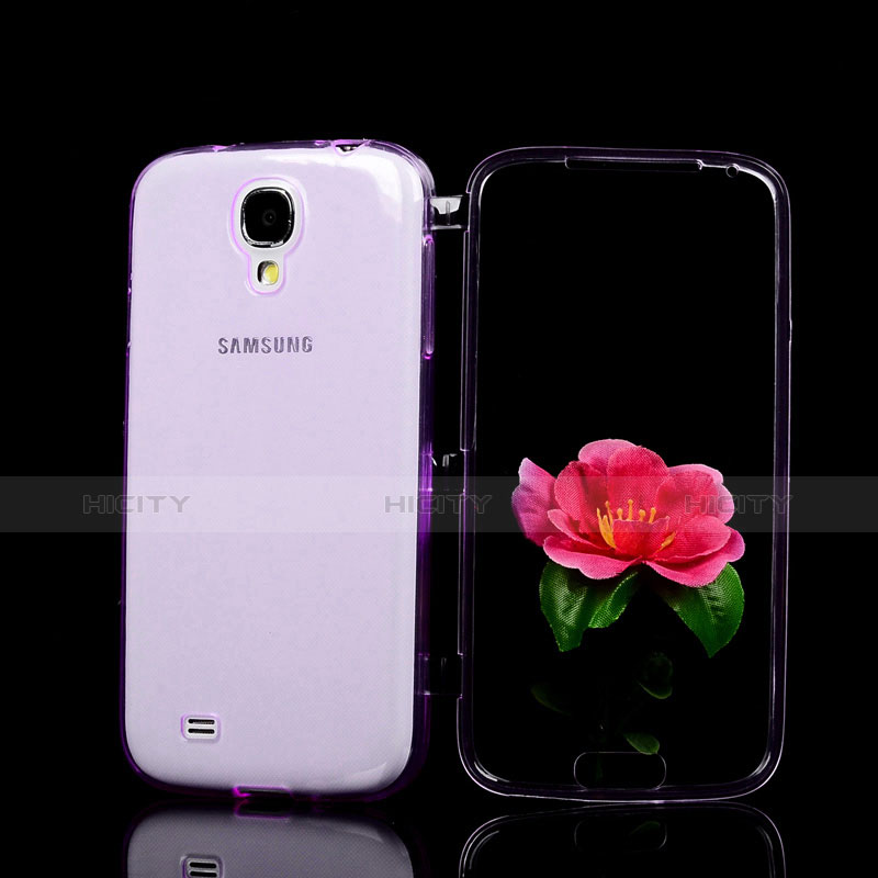 Silikon Hülle Handyhülle Flip Schutzhülle Durchsichtig Transparent für Samsung Galaxy S4 IV Advance i9500 Violett