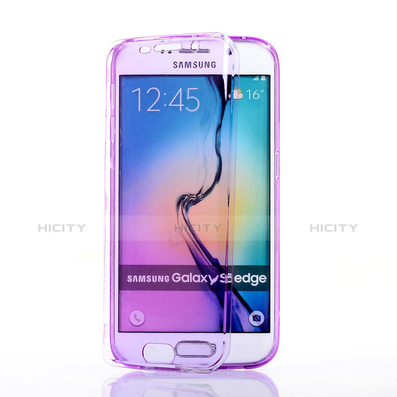 Silikon Hülle Handyhülle Flip Schutzhülle Durchsichtig Transparent für Samsung Galaxy S6 Edge SM-G925 Violett