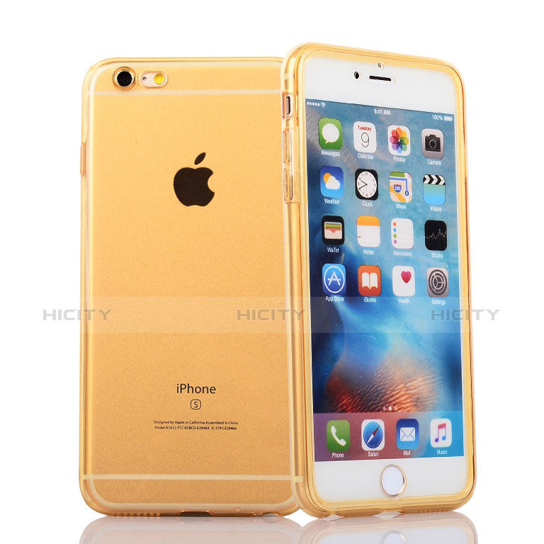 Silikon Hülle Handyhülle Flip Tasche Durchsichtig Transparent für Apple iPhone 6S Plus Gold