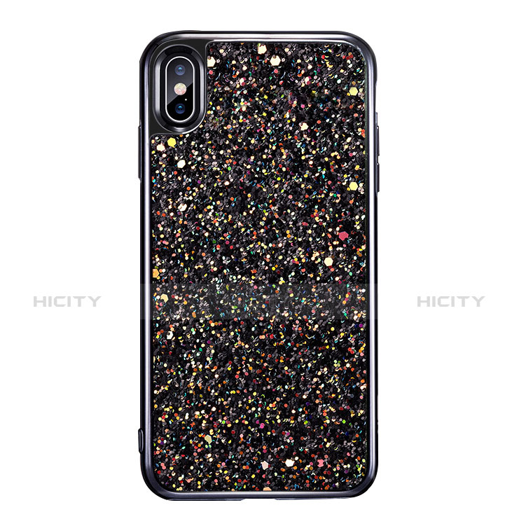 Silikon Hülle Handyhülle Gummi Schutzhülle Bling Bling für Apple iPhone Xs Max Schwarz