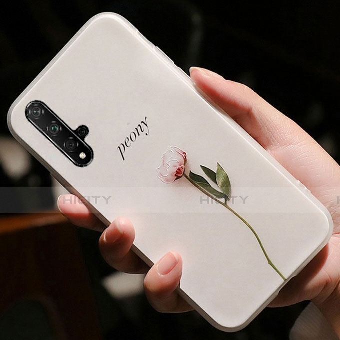 Silikon Hülle Handyhülle Gummi Schutzhülle Blumen für Huawei Honor 20 Rosa Plus