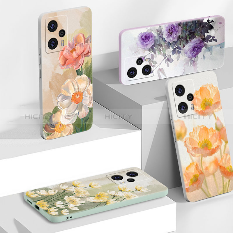 Silikon Hülle Handyhülle Gummi Schutzhülle Blumen für Xiaomi Poco F5 5G