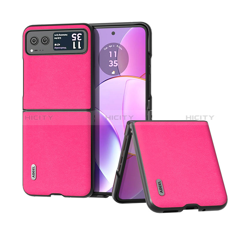 Silikon Hülle Handyhülle Gummi Schutzhülle Flexible Leder Tasche B02H für Motorola Moto Razr 40 5G Pink