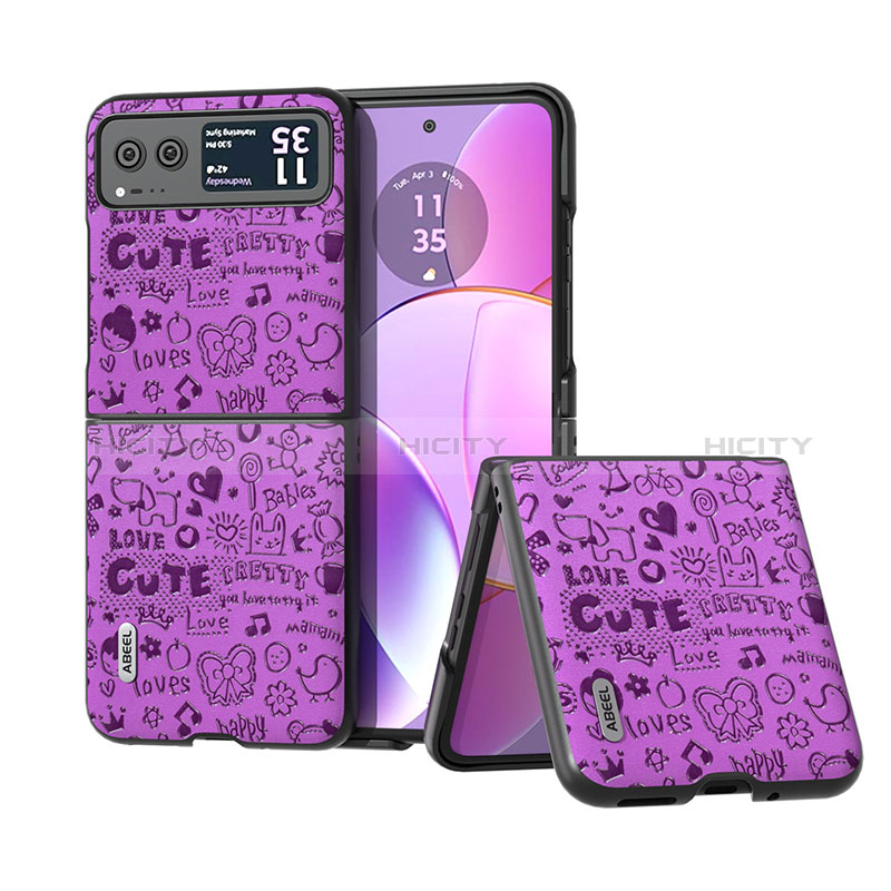 Silikon Hülle Handyhülle Gummi Schutzhülle Flexible Leder Tasche B03H für Motorola Moto Razr 40 5G Violett