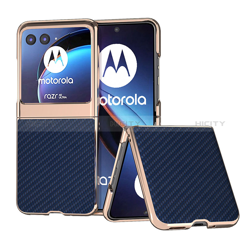 Silikon Hülle Handyhülle Gummi Schutzhülle Flexible Leder Tasche B04H für Motorola Moto Razr 40 Ultra 5G Blau Plus