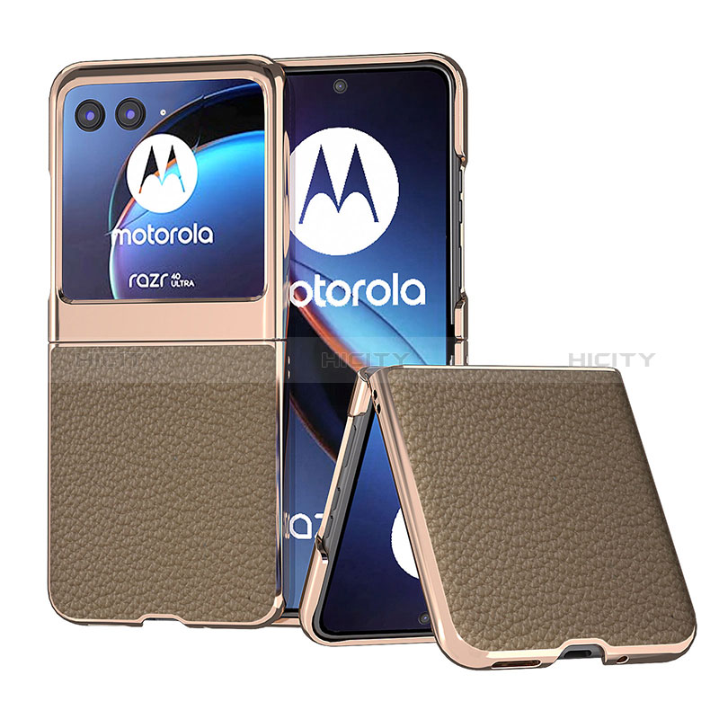 Silikon Hülle Handyhülle Gummi Schutzhülle Flexible Leder Tasche B06H für Motorola Moto Razr 40 Ultra 5G Braun