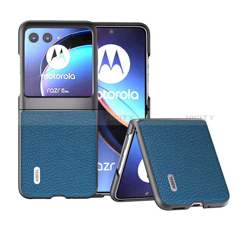 Silikon Hülle Handyhülle Gummi Schutzhülle Flexible Leder Tasche B10H für Motorola Moto Razr 40 Ultra 5G Blau