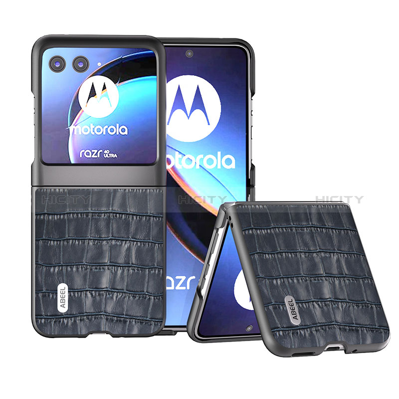 Silikon Hülle Handyhülle Gummi Schutzhülle Flexible Leder Tasche B11H für Motorola Moto Razr 40 Ultra 5G Blau