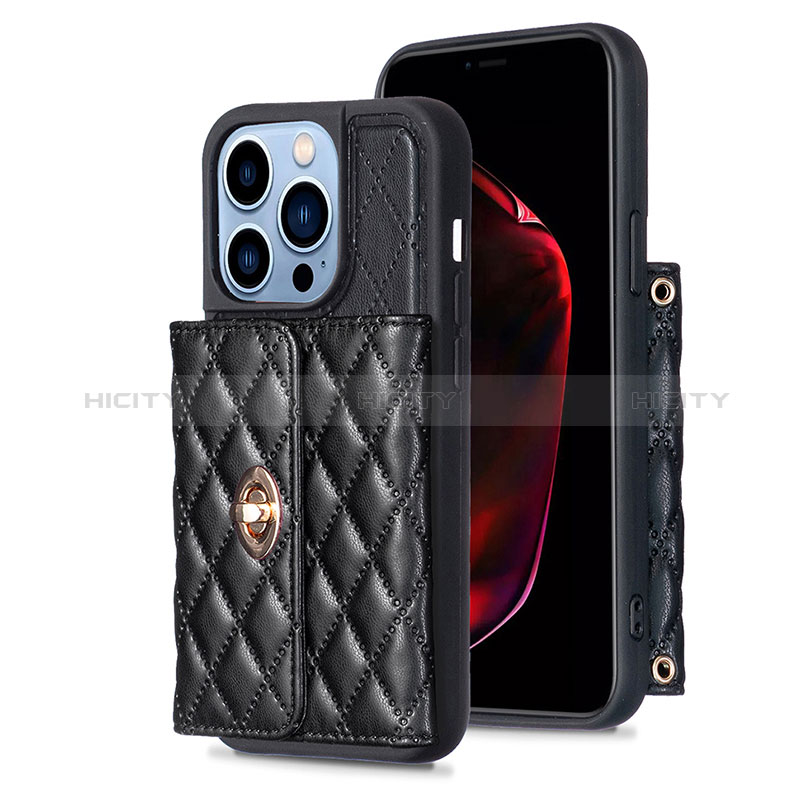 Silikon Hülle Handyhülle Gummi Schutzhülle Flexible Leder Tasche BF1 für Apple iPhone 13 Pro Max Schwarz