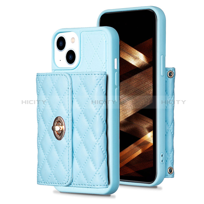 Silikon Hülle Handyhülle Gummi Schutzhülle Flexible Leder Tasche BF1 für Apple iPhone 14 Plus Blau Plus