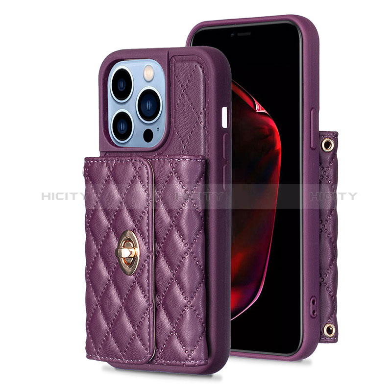 Silikon Hülle Handyhülle Gummi Schutzhülle Flexible Leder Tasche BF1 für Apple iPhone 14 Pro Max Violett Plus