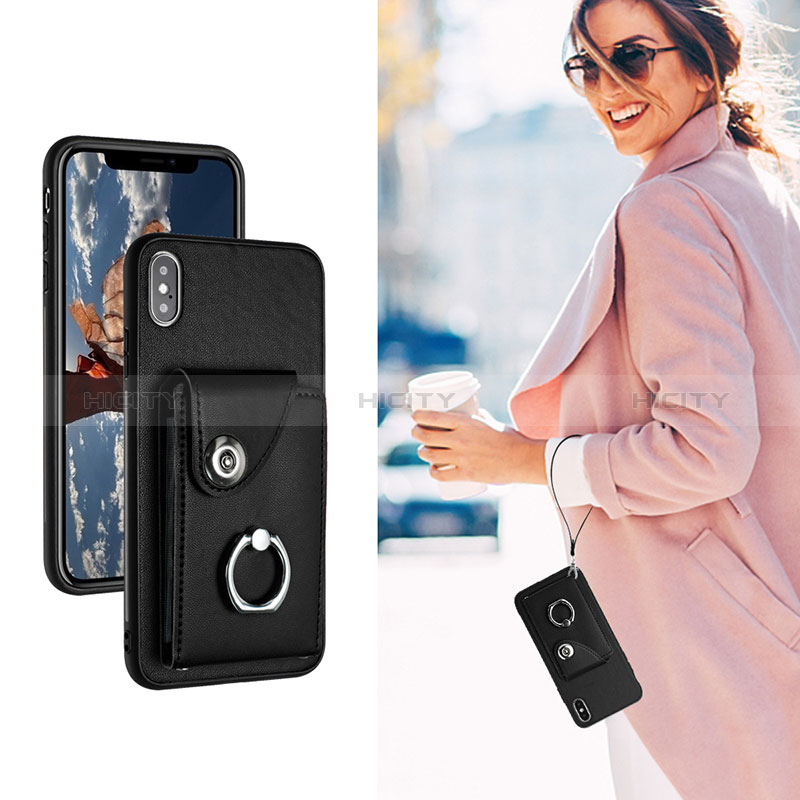 Silikon Hülle Handyhülle Gummi Schutzhülle Flexible Leder Tasche BF1 für Apple iPhone X groß