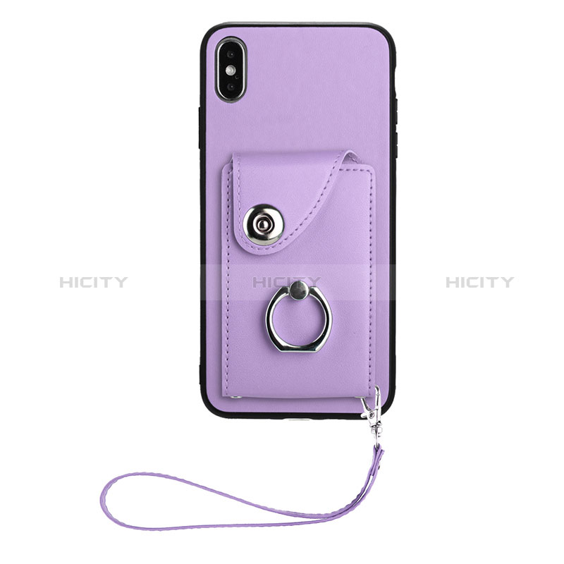 Silikon Hülle Handyhülle Gummi Schutzhülle Flexible Leder Tasche BF1 für Apple iPhone X Violett Plus