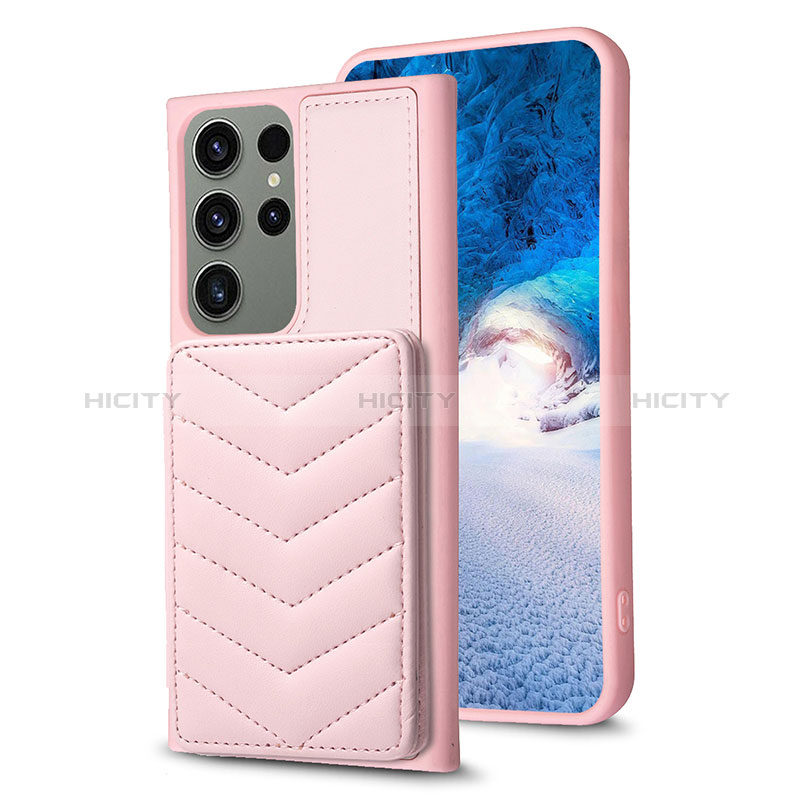 Silikon Hülle Handyhülle Gummi Schutzhülle Flexible Leder Tasche BF1 für Samsung Galaxy S22 Ultra 5G Rosegold