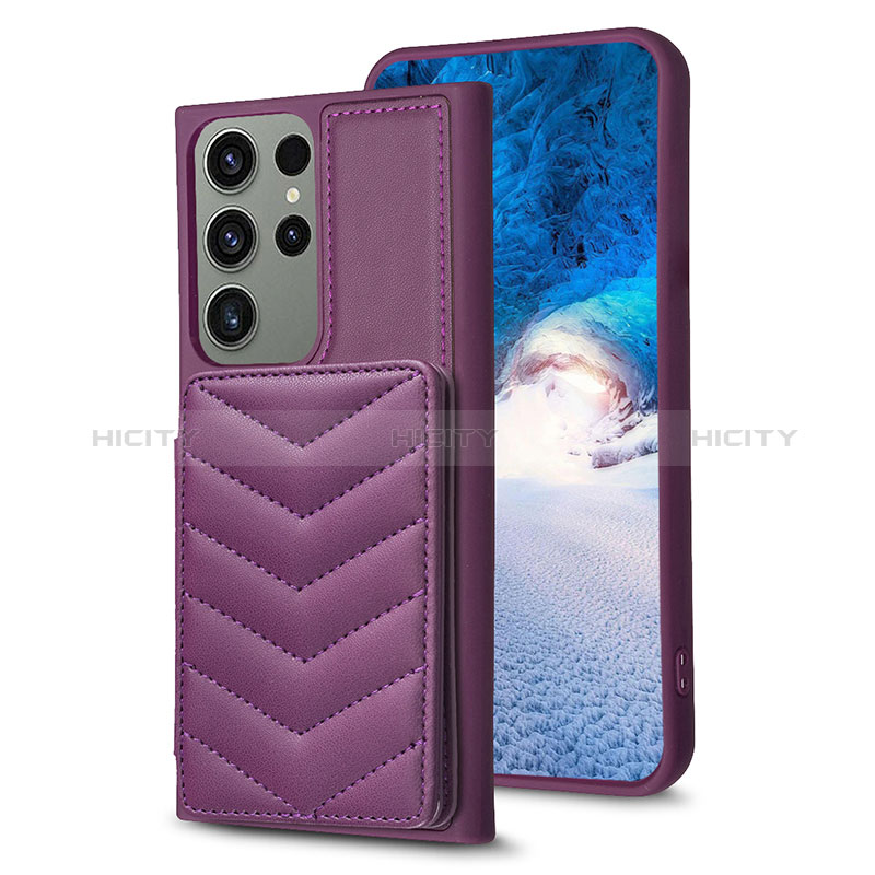 Silikon Hülle Handyhülle Gummi Schutzhülle Flexible Leder Tasche BF1 für Samsung Galaxy S22 Ultra 5G Violett