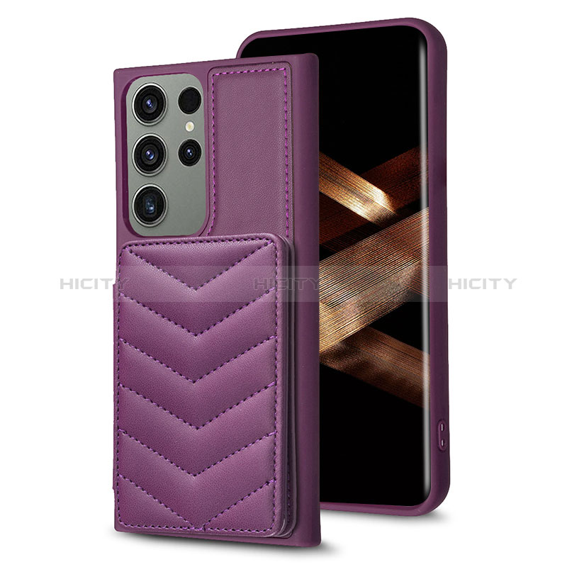 Silikon Hülle Handyhülle Gummi Schutzhülle Flexible Leder Tasche BF1 für Samsung Galaxy S24 Ultra 5G Violett