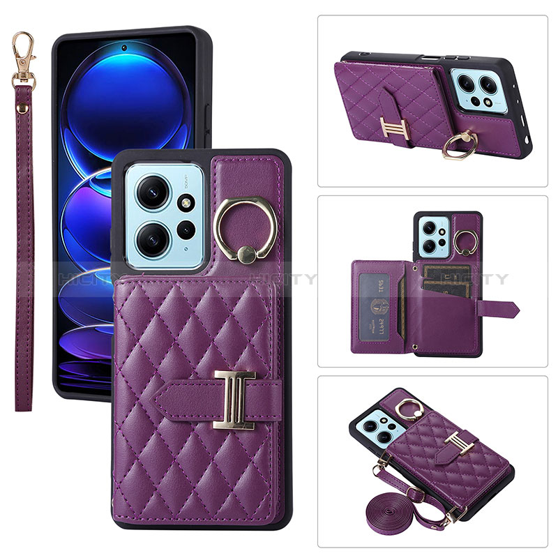 Silikon Hülle Handyhülle Gummi Schutzhülle Flexible Leder Tasche BF1 für Xiaomi Redmi Note 12 4G Violett