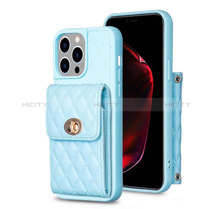 Silikon Hülle Handyhülle Gummi Schutzhülle Flexible Leder Tasche BF2 für Apple iPhone 13 Pro Blau