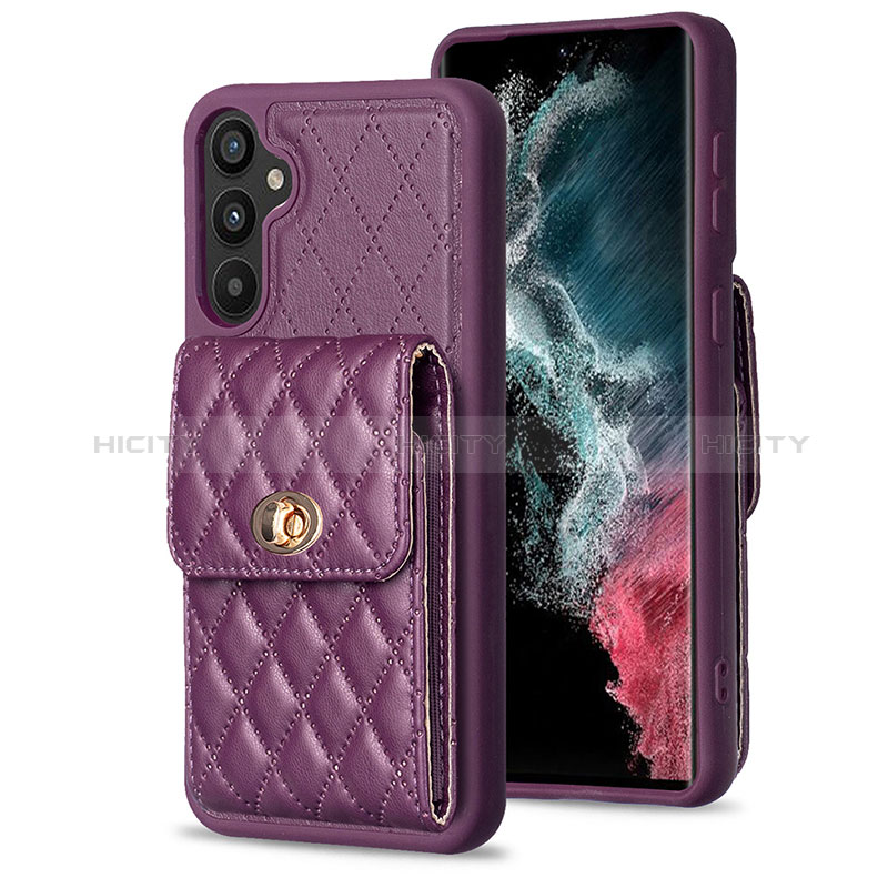 Silikon Hülle Handyhülle Gummi Schutzhülle Flexible Leder Tasche BF2 für Samsung Galaxy A34 5G Violett