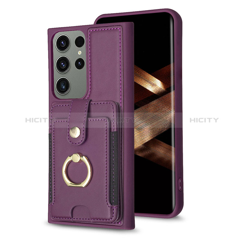 Silikon Hülle Handyhülle Gummi Schutzhülle Flexible Leder Tasche BF2 für Samsung Galaxy S24 Ultra 5G Violett