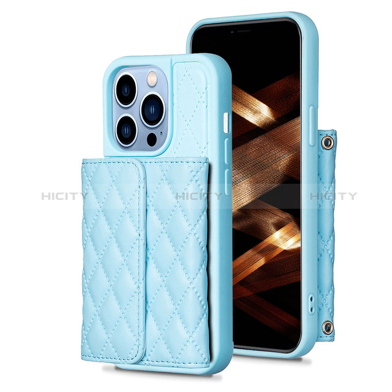 Silikon Hülle Handyhülle Gummi Schutzhülle Flexible Leder Tasche BF3 für Apple iPhone 13 Pro Blau