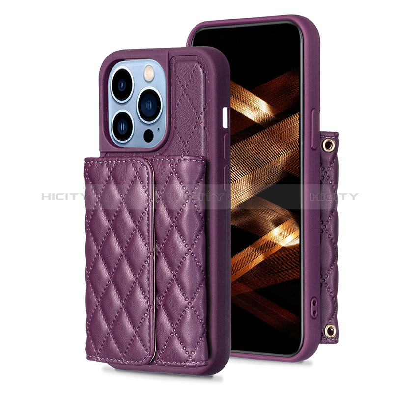 Silikon Hülle Handyhülle Gummi Schutzhülle Flexible Leder Tasche BF3 für Apple iPhone 13 Pro Max Violett