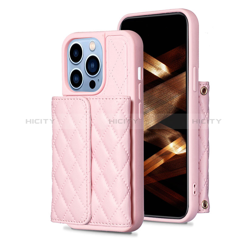 Silikon Hülle Handyhülle Gummi Schutzhülle Flexible Leder Tasche BF3 für Apple iPhone 16 Pro Max Rosegold Plus