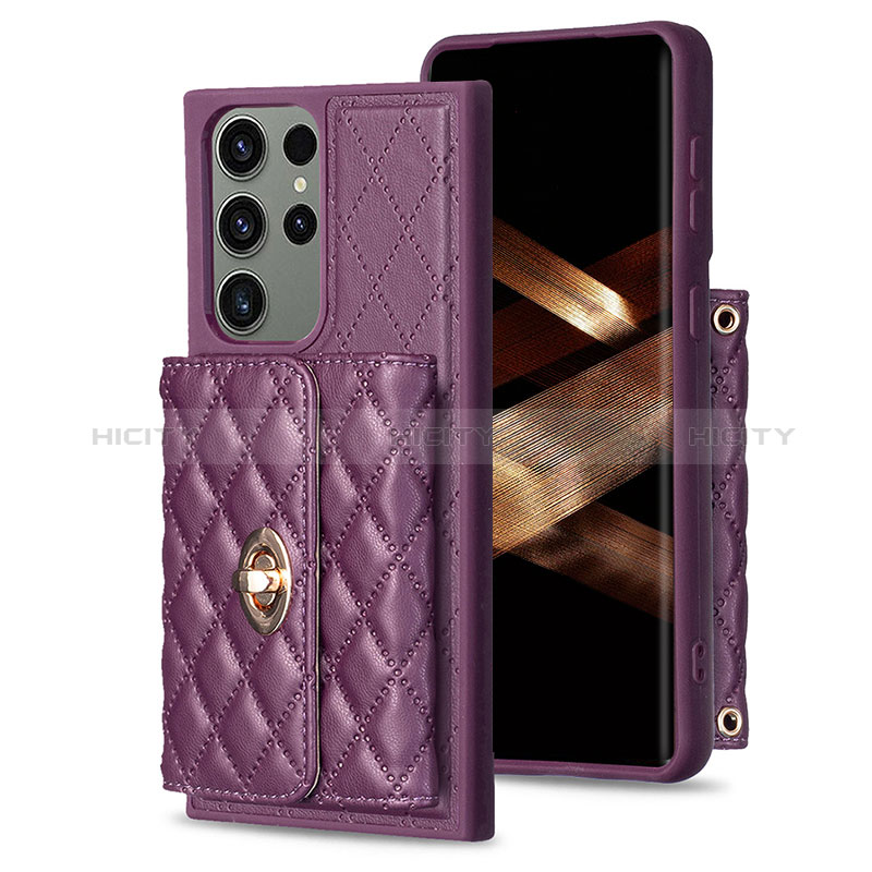 Silikon Hülle Handyhülle Gummi Schutzhülle Flexible Leder Tasche BF3 für Samsung Galaxy S24 Ultra 5G Violett